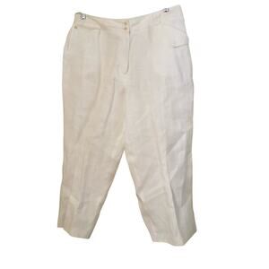 Talbots Irish Linen Petite Pants Cropped Size 16P White Fully Lined NWOT